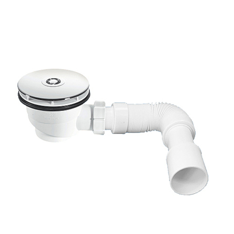 Сифон бутылочный для поддона, высота трапа 82 мм, труба 300-500 мм, выход 40/50 мм