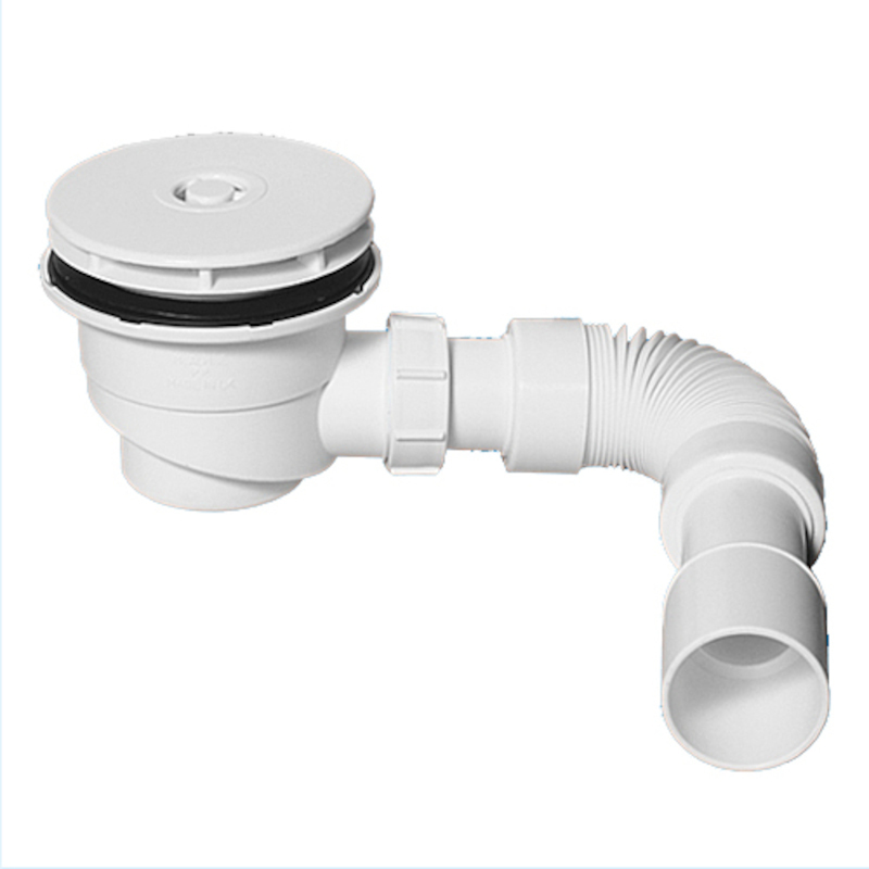 Сифон бутылочный для поддона с выпуском (H82мм; выпуск/грибок-дизайн Мерседес D110мм,h35мм/D113мм)