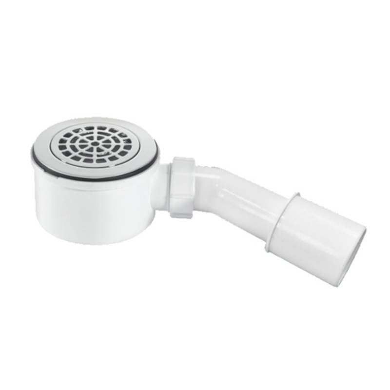 Сифон бутылочный для поддона с выпуском (H70мм; латунь выпуск/сливная решётка-дизайн Радиальный D1