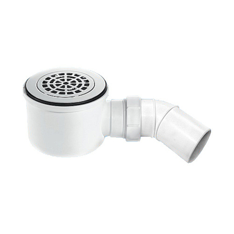 Сифон бутылочный для поддона с выпуском (H85мм; латунь выпуск/сливная решётка-дизайн Радиальный D1