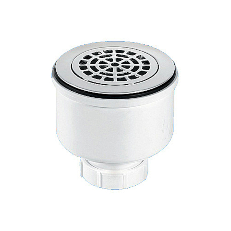 Сифон бутылочный для поддона с выпуском (H105мм; латунь выпуск/сливная решётка-дизайн Радиальный D