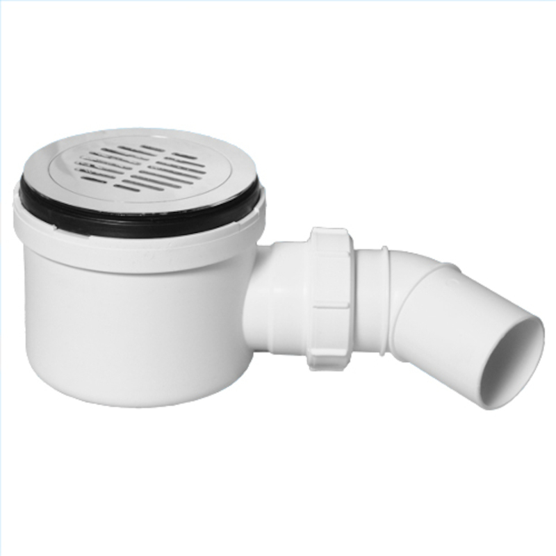 Сифон бутылочный для поддона с выпуском (H85мм; латунь выпуск/сливная решётка-дизайн Параллельный