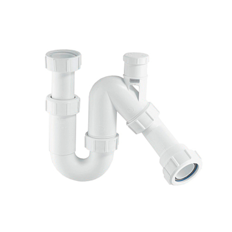 Сифон трубный McAlpine P/S-образный без выпуска 1 1/2 x 40 мм с клапаном 507568