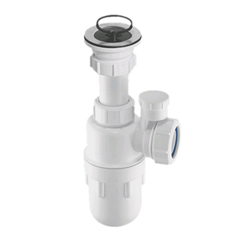 Сифон бутылочный (1 1/2'х40мм) с выпуском (70 мм нержавеющая решетка), пробкой и вентиляционным кл