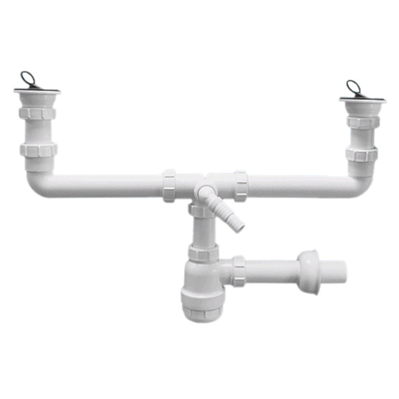 Сифон бутылочный для 2-х раковин с выпусками ( 1 1/2х40мм, D70мм нержавейка сливные решётки), пробк