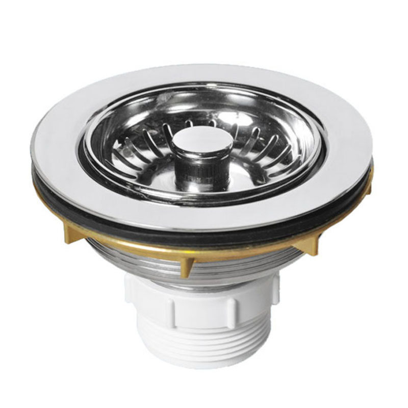 Выпуск (H56мм, D114мм сливная решётка) латунный со съёмной фильтрующей решёткой-пробкой тип-кнопка