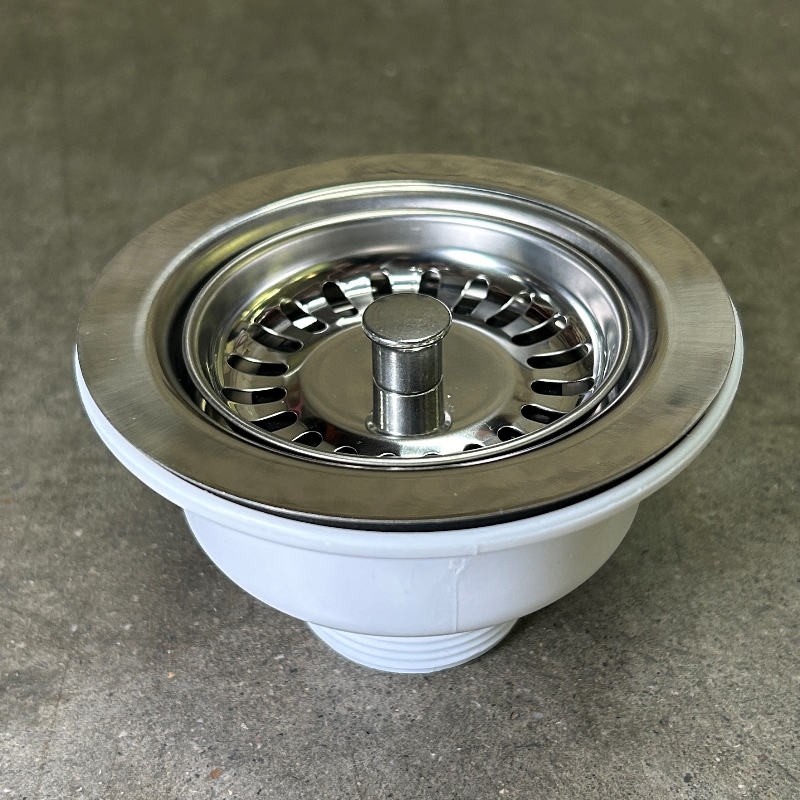 Выпуск 113 мм нерж. решетка с фильтр. пробкой (нержавейка с пластиком), H=70 мм, выход 1 1/2, хром