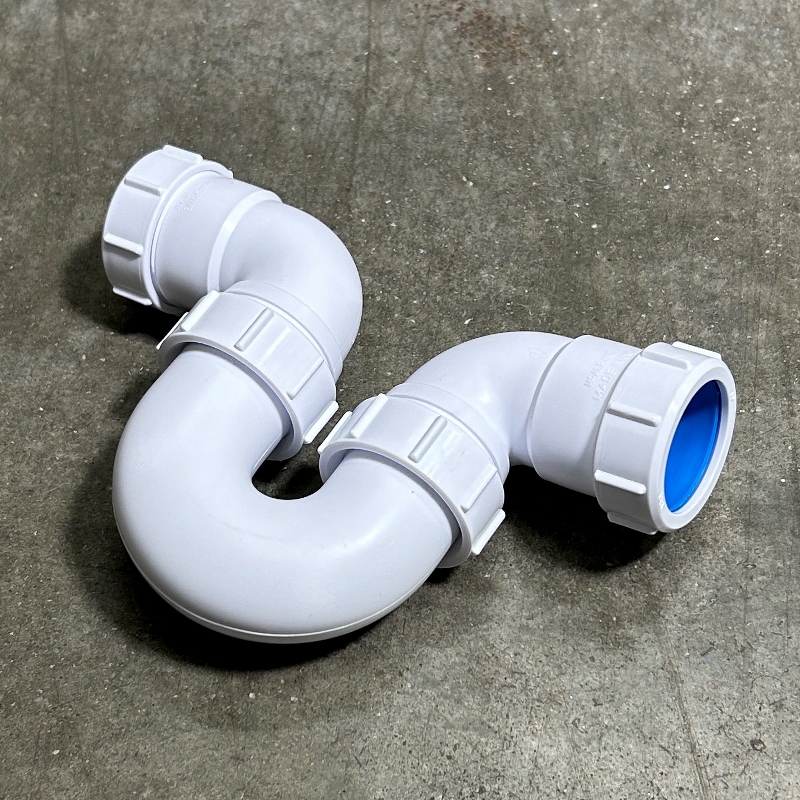 Сифон трубный Р-образный 40 мм х 40 мм; вход/выход горизонтальный 40 мм компрес.