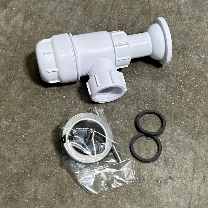 Сифон бутылочный 1 1/4 x 32 мм с выпуском 60 мм нерж. реш. и пробкой, выход 32 мм компрес.