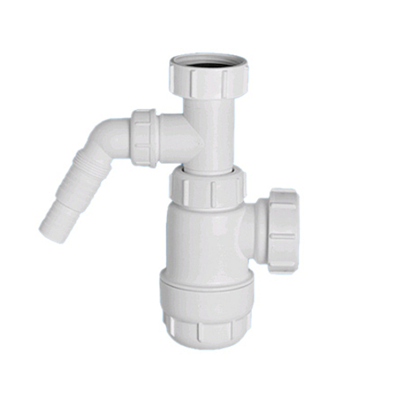 Сифон бутылочный 1 1/4 x 32 мм без выпуска с адапт. под углом для слива БТ, выход компрес 40 мм