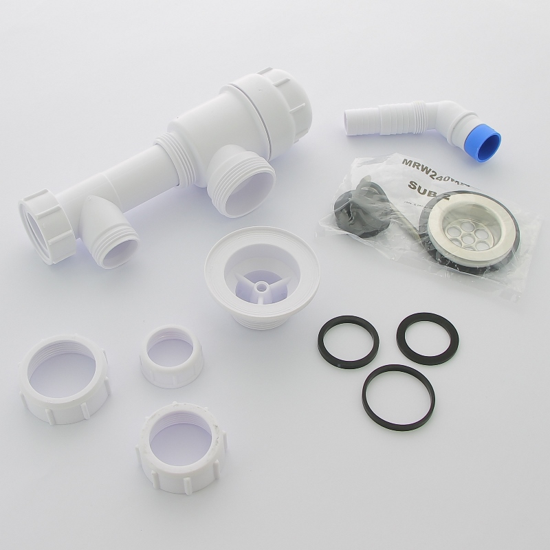 Сифон бутылочный 1 1/4 x 32 мм с вып. 60 мм нерж. реш., пробкой и адаптером д/быт. техники