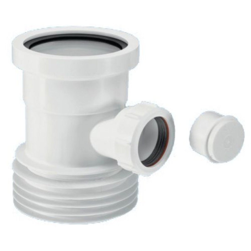 Муфта (L149мм) с манжетой и компрессионным отводом Ду=40мм; вход раструбный Ду=90мм, выход Дн=110мм.