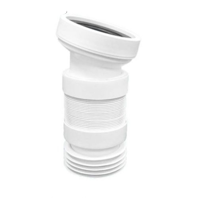 Труба фановая L=260-365 мм гофр. под углом 14 c манжетой, вход 97-107 мм, выход внутрь 110 мм трубы