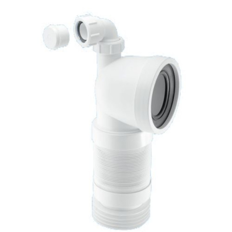 Труба фановая L=260-540 мм гофр. под углом 90 с манжетой, вход 97-107 мм, выход 110 мм, отвод 40 мм