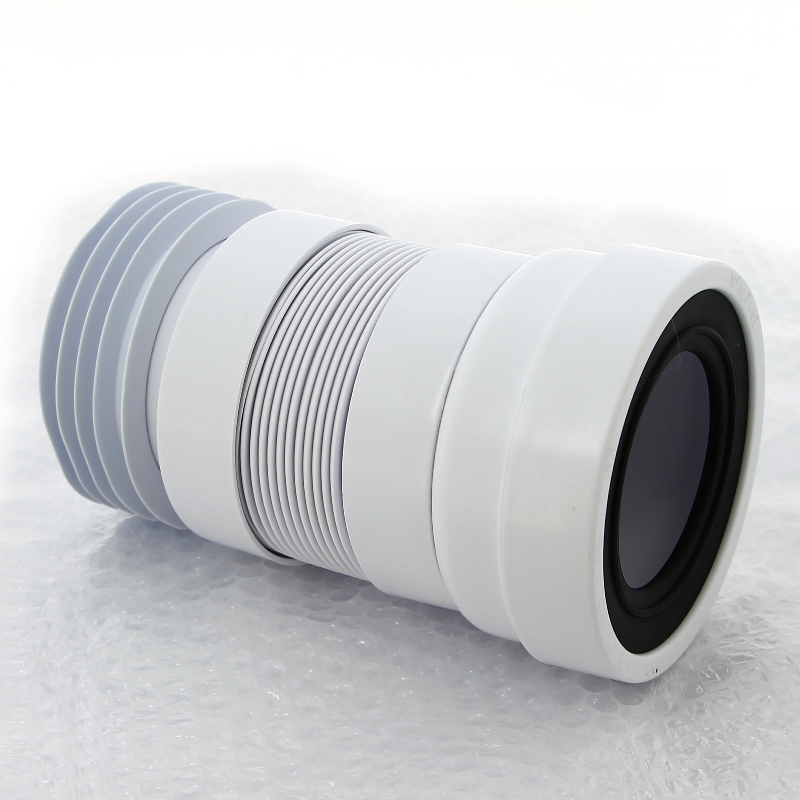 Труба фановая L=200-330 мм гофр. с манжетой, вход 97-107 мм, выход внутрь 110 мм трубы