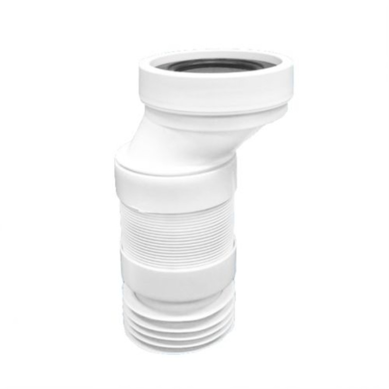 Труба фановая L=253-338 мм гофр. с манжетой и 40 мм смещ., вход 97-107 мм, выход внутрь 110 мм трубы