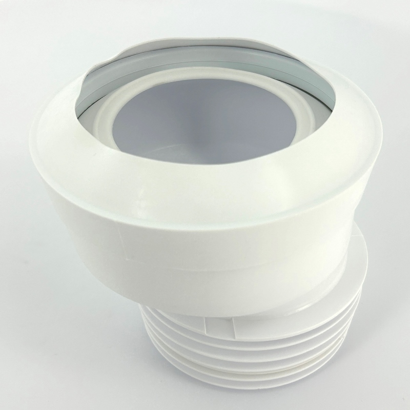 Труба фановая L=116 мм с манжетой и 20 мм смещ., вход 97-107 мм, выход внутрь 110 мм трубы