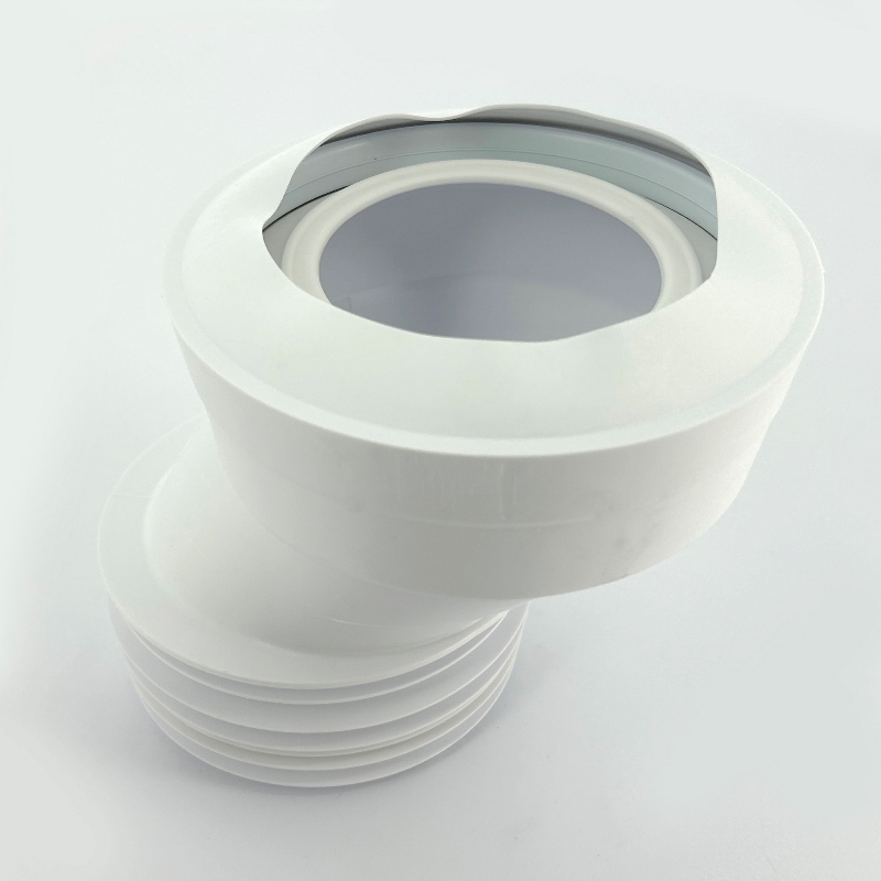 Труба фановая L=135 мм с манжетой и 40 мм смещ., вход 97-107 мм, выход внутрь 110 мм трубы