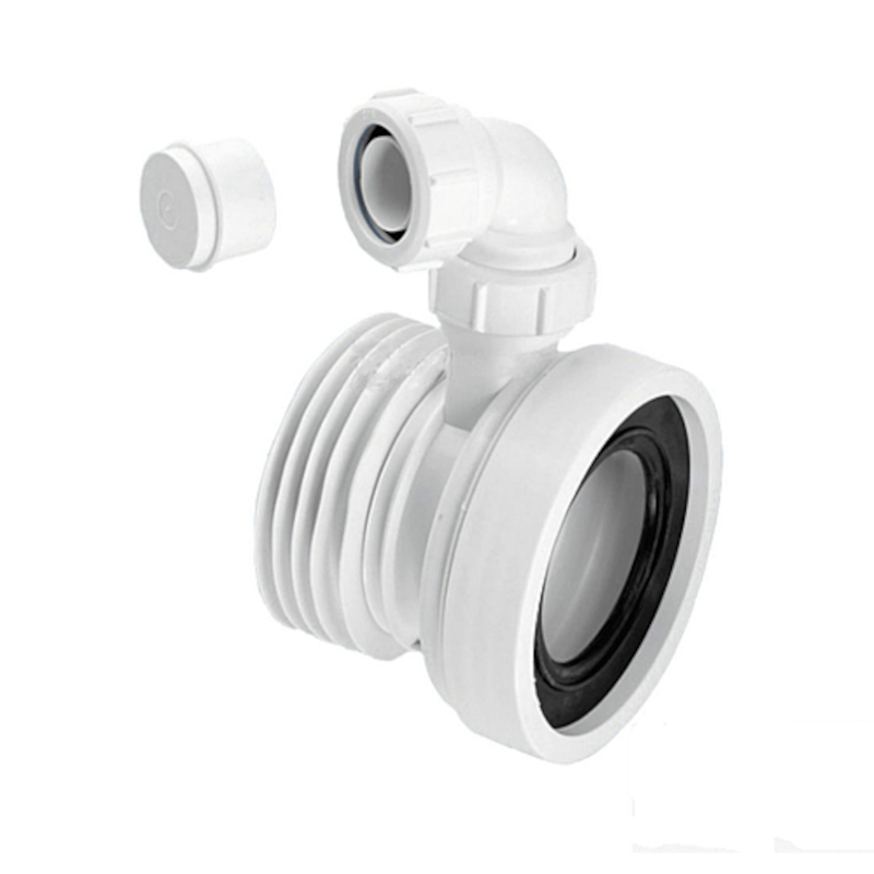 Труба фановая L=110 мм с манжетой и отводом 40 мм, вход 97-107 мм, выход внутрь 110 мм трубы