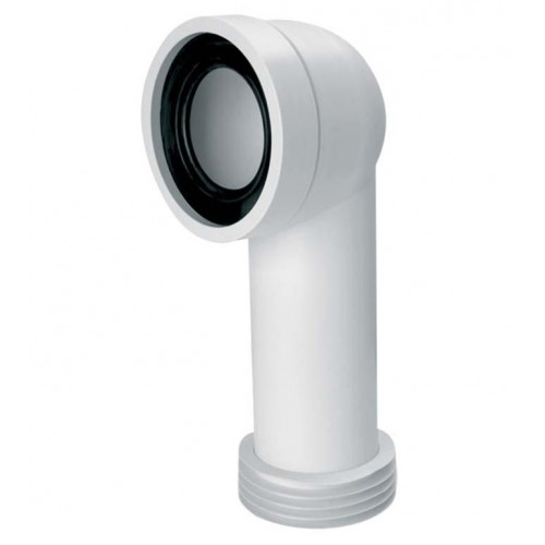 Труба фановая L=285 мм под углом 90 с манжетой, вход 97-107 мм, выход внутрь 110 мм трубы