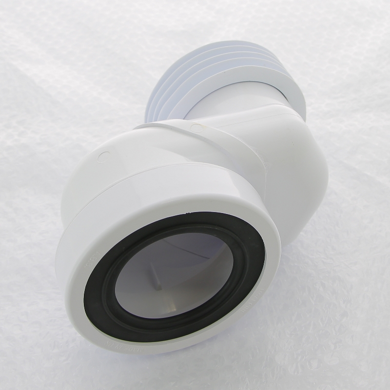 Труба фановая L=160 мм с манжетой и 80 мм смещ., вход 97-107 мм, выход внутрь 110 мм трубы