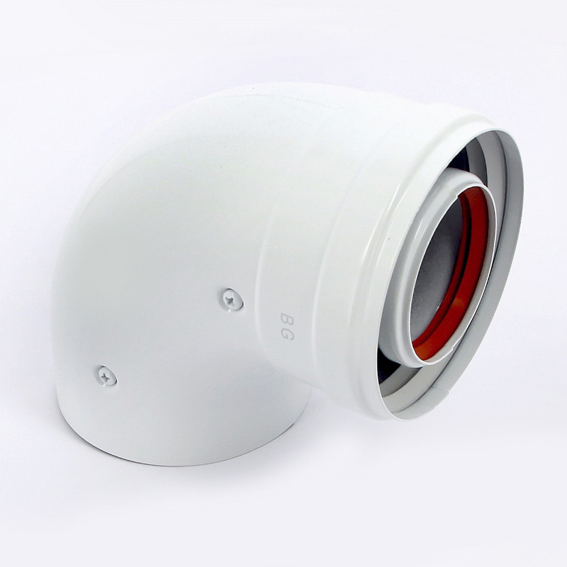 Отвод монтажный промежуточный 90' коаксиальный без муфты, диам. 60/100 мм