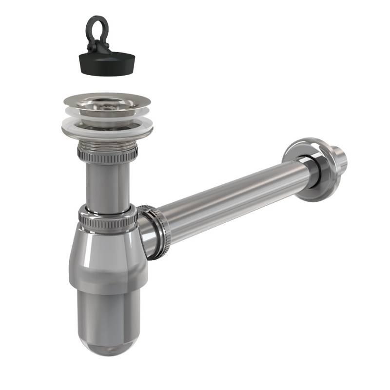 Сифон бутылочный Viega 5754 1 1/4х32 мм с универсальным отводом и пробкой хромированный 102845