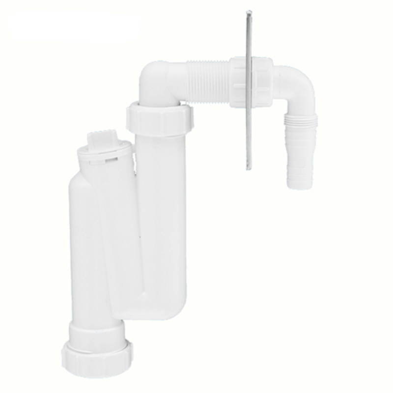 Сифон трубный McAlpine S-образный для слива бытовой техники с накладкой нержавеющая сталь HCWM50