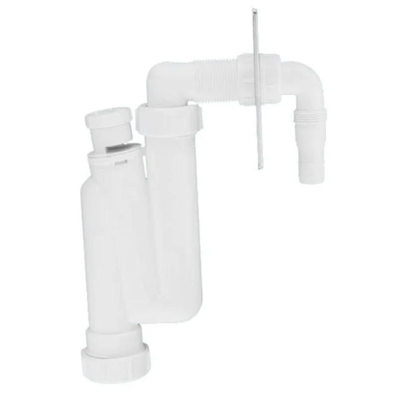 Сифон трубный McAlpine S-образный для слива бытовой техники с вентклапаном и накладкой HCWM50V