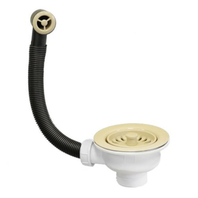 Слив-перелив для мойки L=229 х D25 мм, кругл. отв., 113 мм фильтр. реш., выход 1 1/2, шампанское