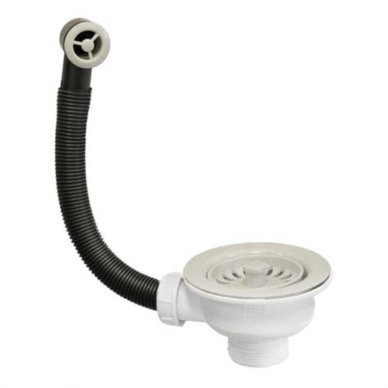 Слив-перелив для мойки под круглое отверстие перелива (L229ммхD25мм, D113мм пластиковая сливная решё