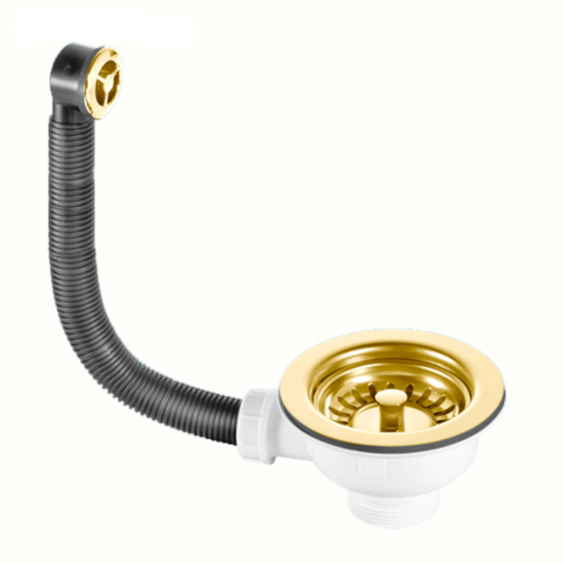 Слив-перелив McAlpine для мойки L229 мм х 25 мм, решетка 113 мм нержавейка сливная решётка, золото