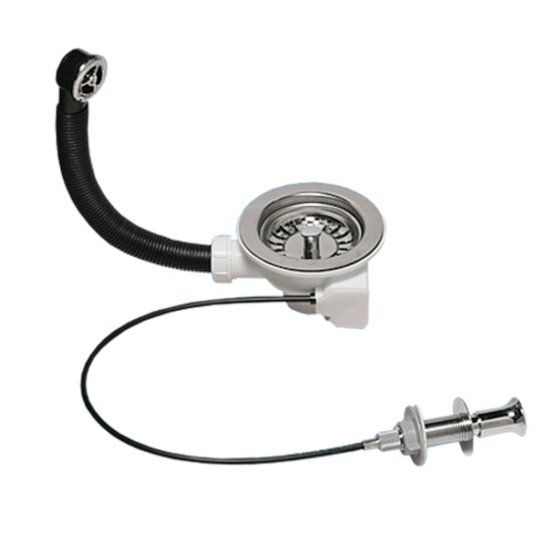 Слив-перелив для мойки L=229 мм х 25 мм, 113 мм нерж. решётка, внеш. упр. кнопка