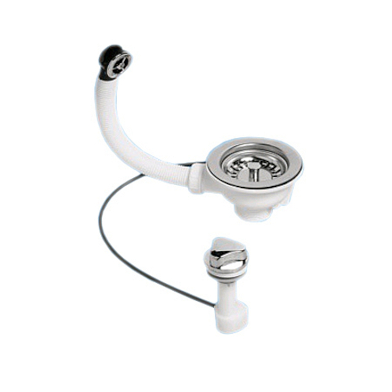 Слив-перелив автомат для мойки L=235 мм х 25 мм, 113 мм нерж. решетка, выход 1 1/2, хром