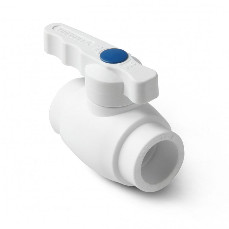 Кран шаровой полнопроходной полипропиленовый Prime 32 мм белый PA40512
