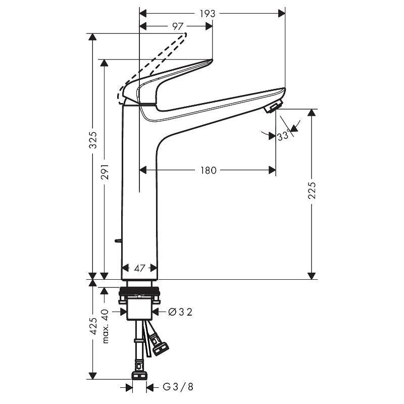 Смеситель для раковины Hansgrohe Novus 230 со сливным гарнитуром хром 71123000