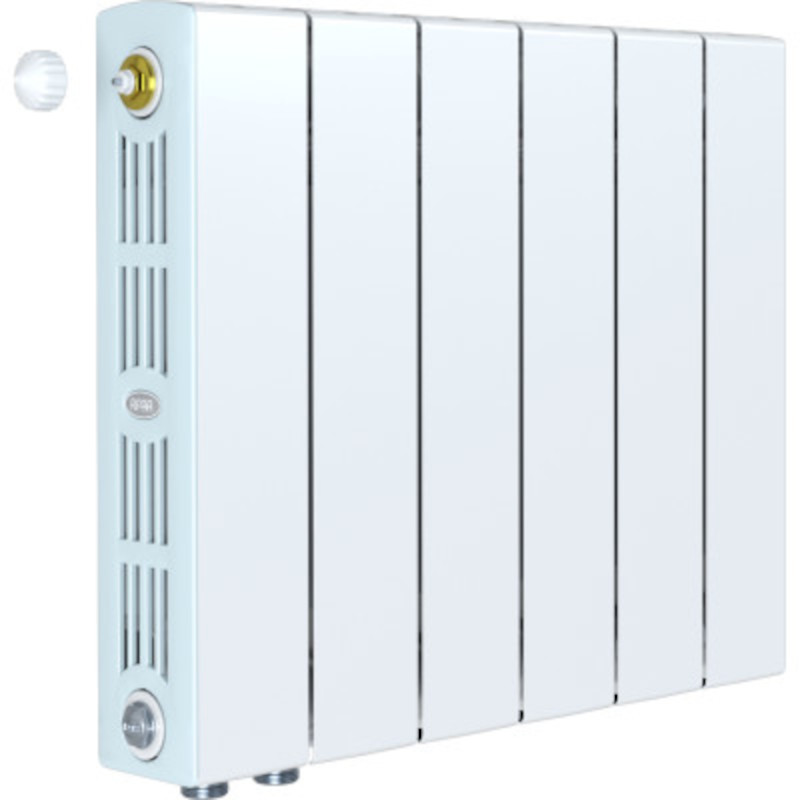 Радиатор биметаллический Rifar SUPReMO 500 16 секций нижнее правое подключение белый глянцевый SUPV50016 RAL 9016