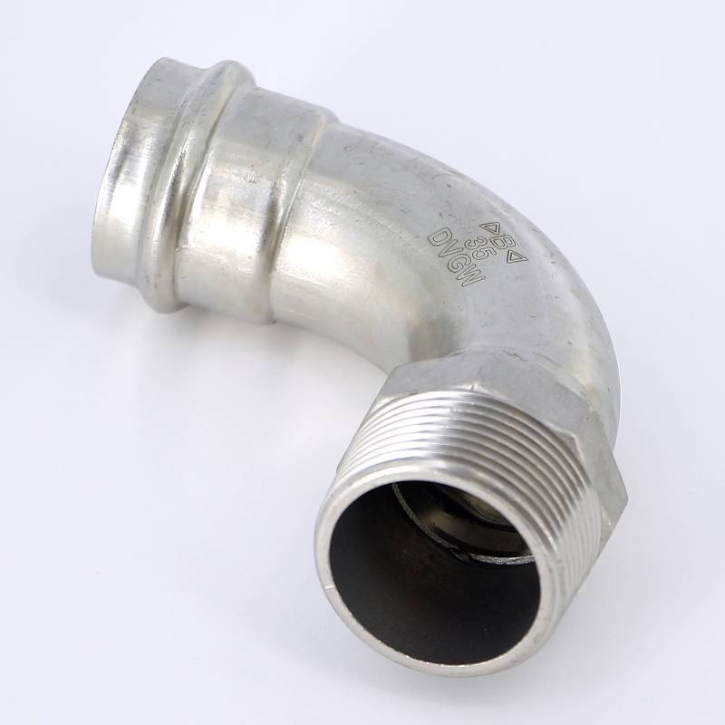 Угольник переходной пресс IBP >B< Press Inox 35х1/2 НР нержавеющая сталь PS4001G0351000