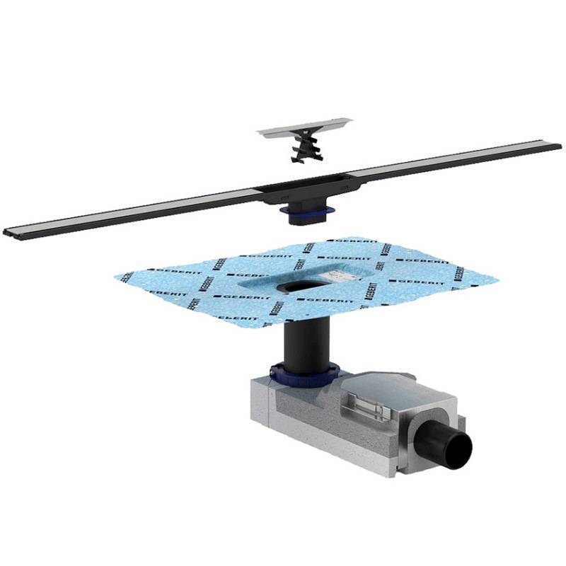 Комплект душевого лотка Geberit CleanLine20 154.152.00.1 / 154.450.00.1 черный / нержавеющая сталь