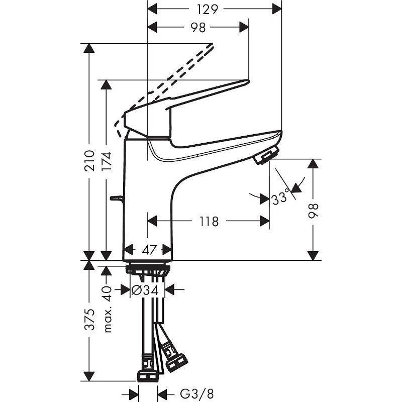 Смеситель для раковины Hansgrohe Novus Loop 100 со сливным гарнитуром хром 71081000