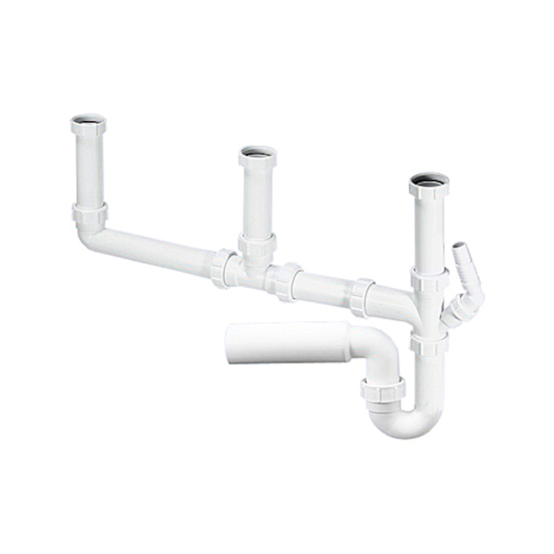 Сифон трубный McAlpine P-образный 1 1/2 x 40 мм с 3 входами и адаптером MRSK15-3