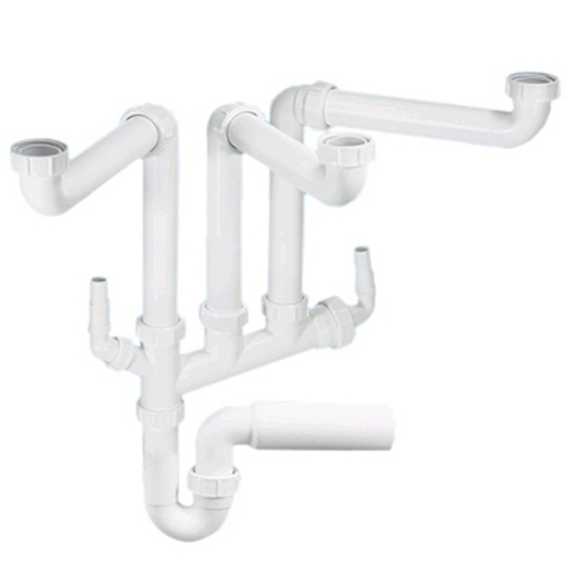 Сифон трубный McAlpine P-образный без выпуска 1 1/2 x 40 мм с 3 входами 507560