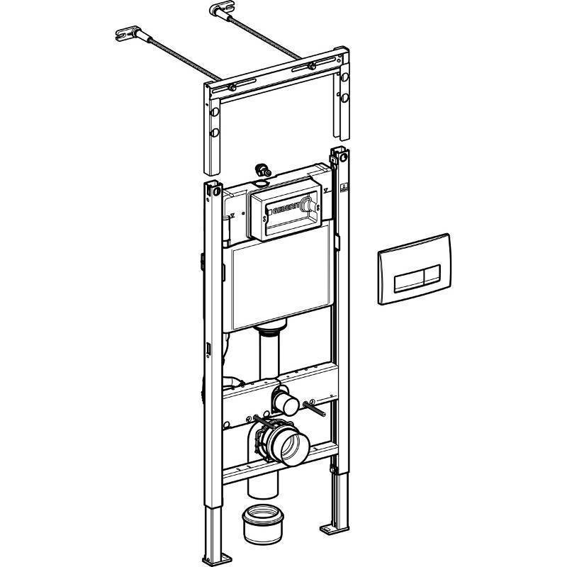 Система инсталляции для унитаза Geberit Duofix 112 см с бачком Delta 12 см и клавишей Delta51 хром 458.125.21.1
