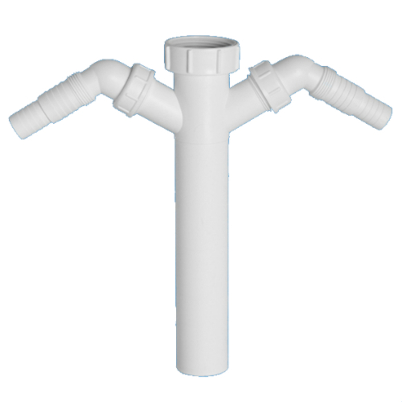 Вставка ( 1 1/2«мама»хДн=40мм, H246мм) с 2-мя адаптерами под углом для слива бытовой техники