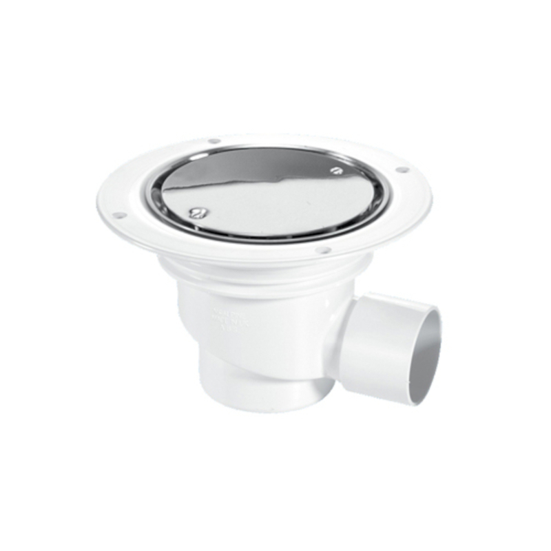 Трап (H130мм, D129/120мм хромированная нержавейка выпуск/сливная решётка) под гибкое напольное покры