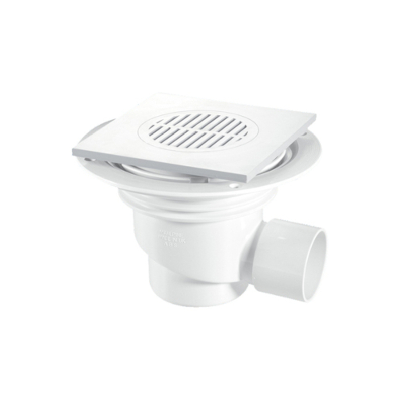 Трап (H130мм, L148ммх148мм пластиковая сливная насадка); выход Ду=50мм под клеевое соединение; цвет-