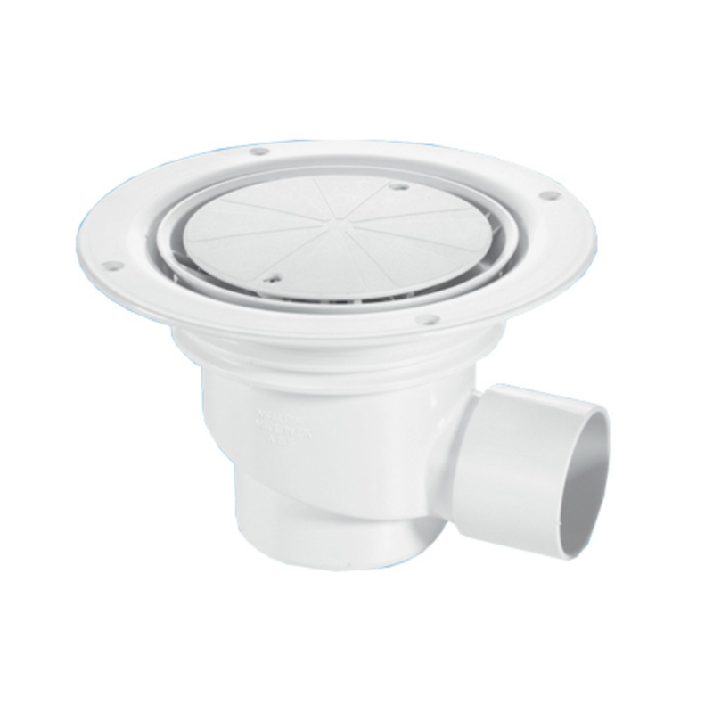 Трап (H130мм, D129/120мм пластик выпуск/сливная решётка) под гибкое напольное покрытие; выход Ду=50м