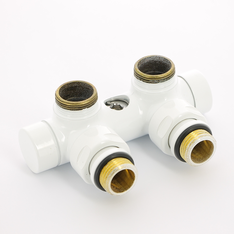 Узел ручной угловой 1/2 х 24-19 с запорным клапаном цвет белый