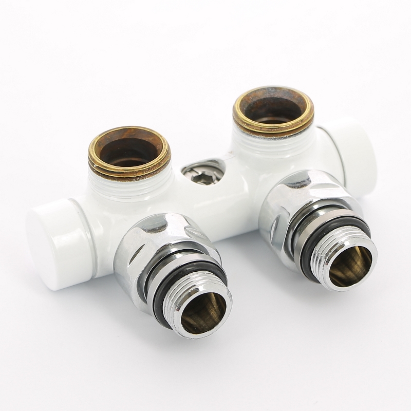 Узел ручной угловой 1/2 х 3/4 ЕК с запорным клапаном цвет белый