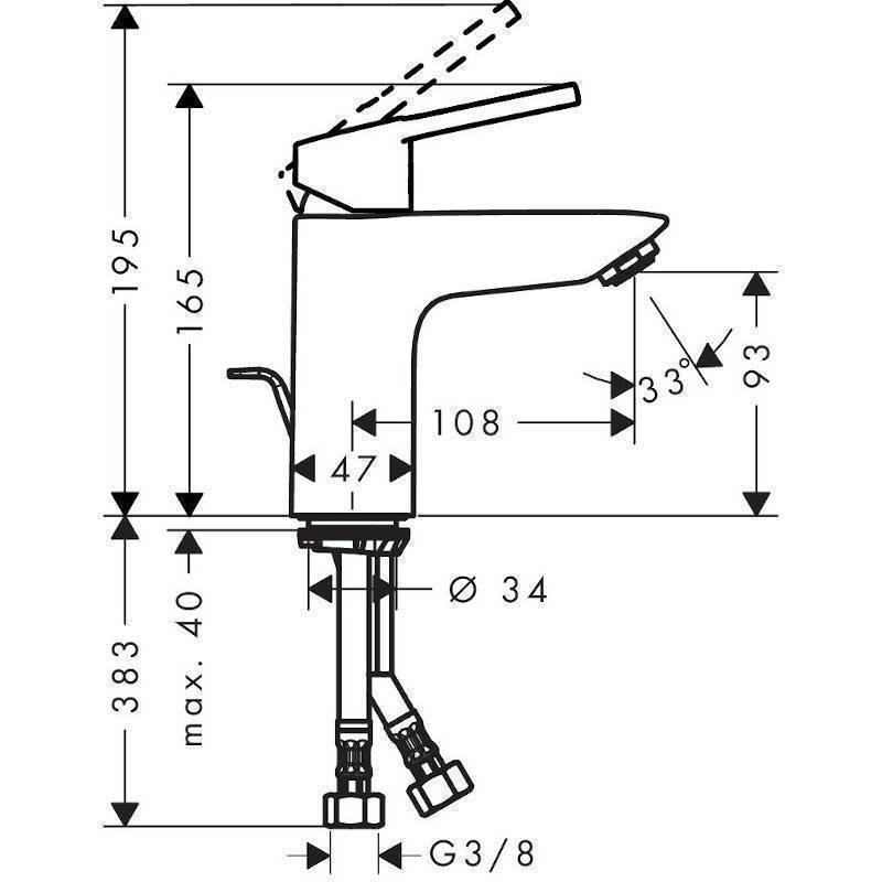 Смеситель для раковины Hansgrohe Logis Loop 100 со сливным гарнитуром хром 71151000